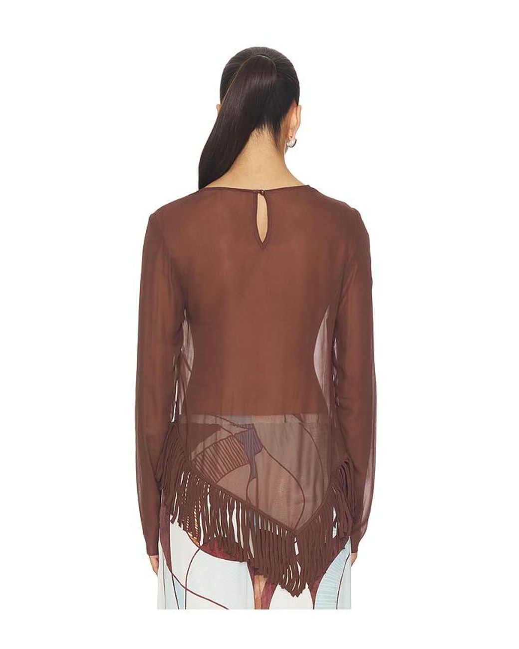 ROAME. Brown Barca Fringe Top
