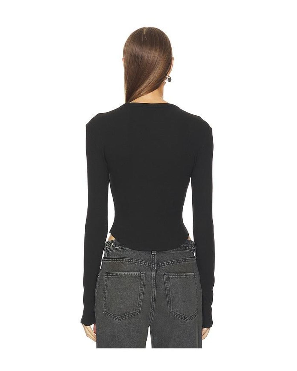 GRLFRND Black Scoop Hem Long Sleeve Tee