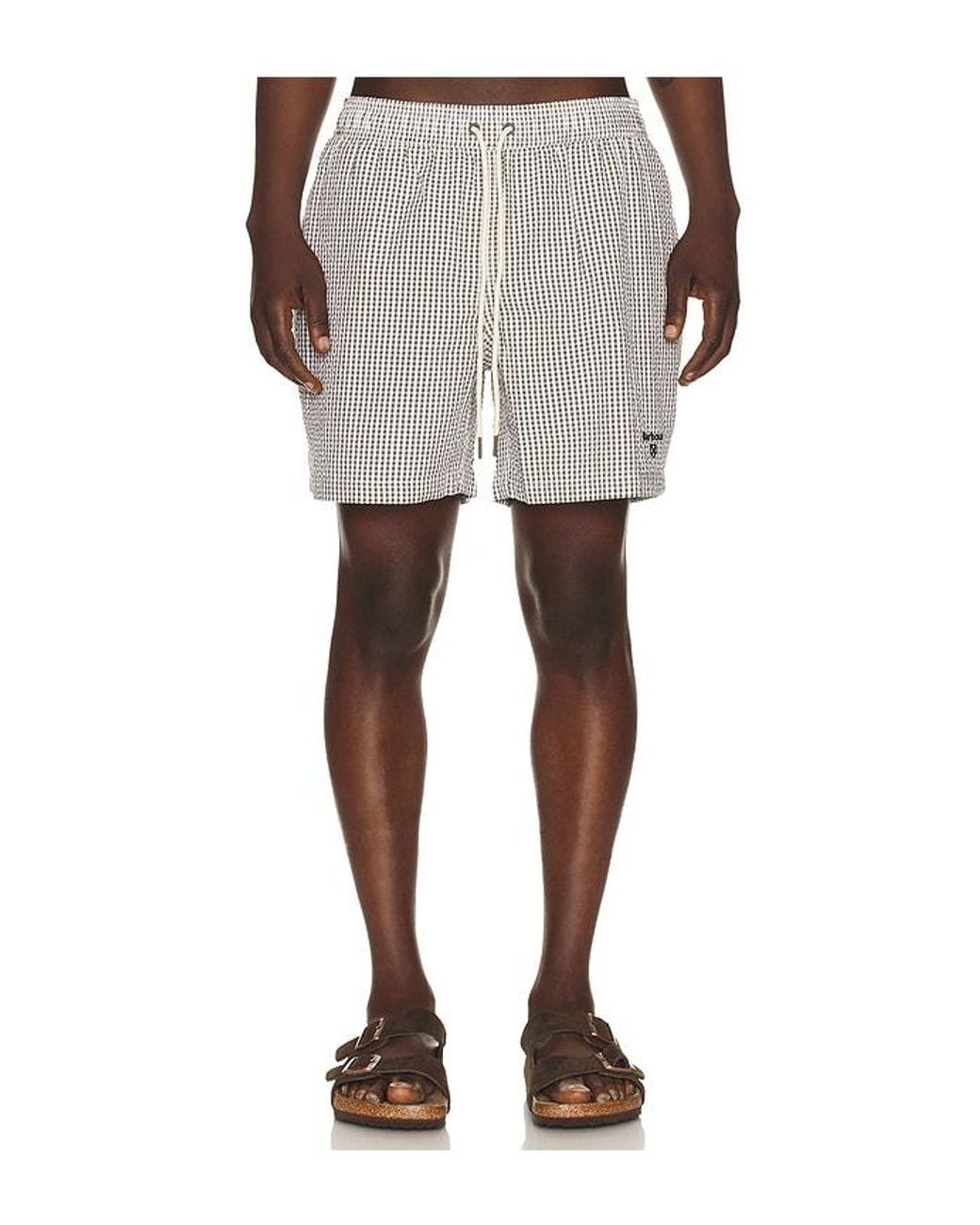 Barbour Natural Gingham Seersucker Swim Short for men