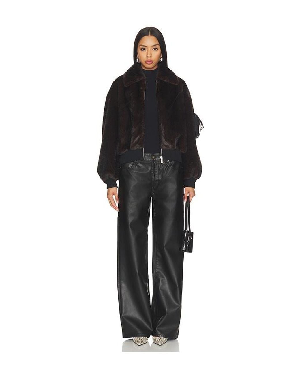 Coperni Black Faux Fur Bomber Jacket