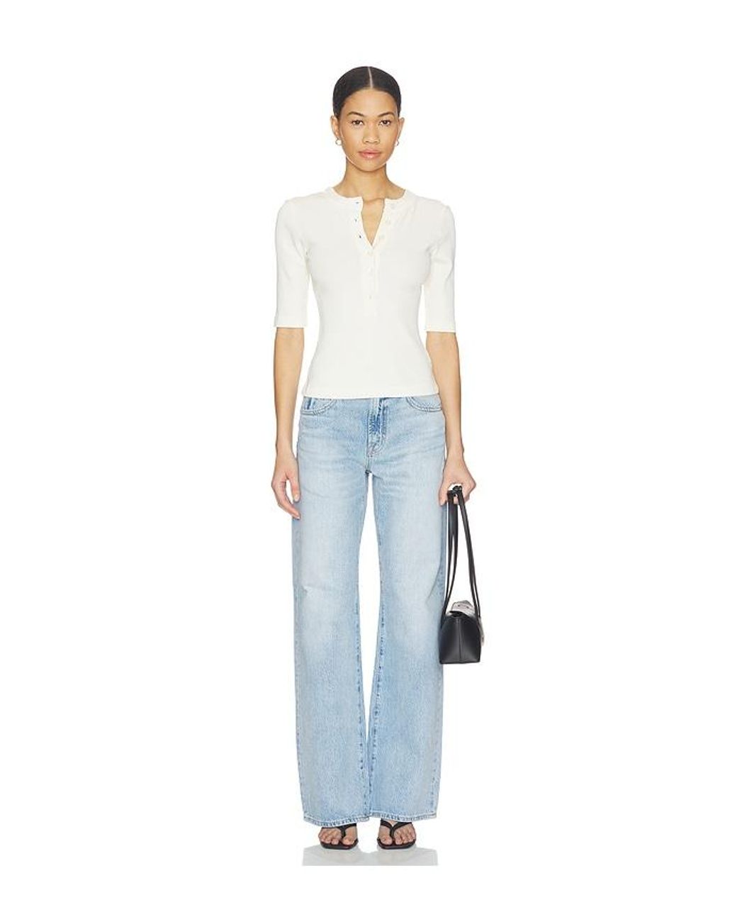 Citizens of Humanity White Nali Short Sleeve Henley Top
