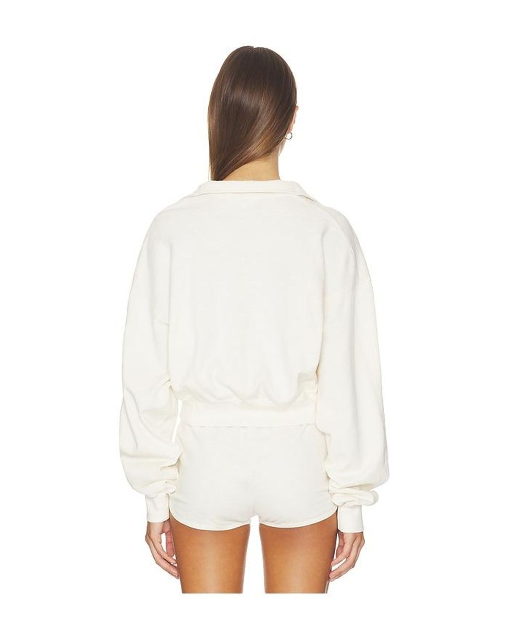 ÉTERNE White Cropped Half-Zip Sweatshirt