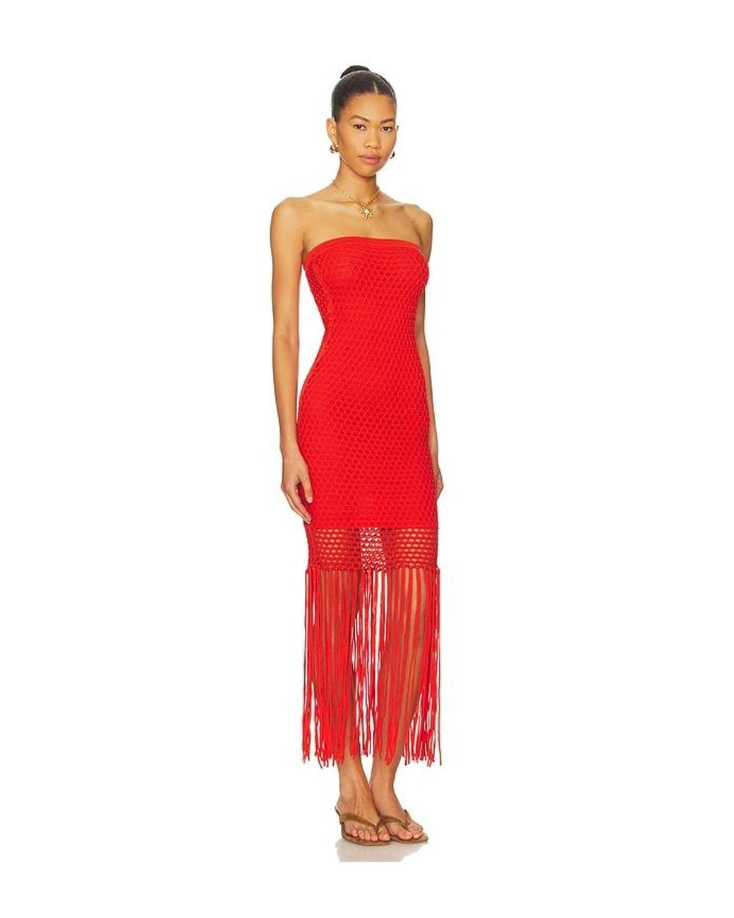 PQ Swim Red Vanessa Fringe Mini Dress