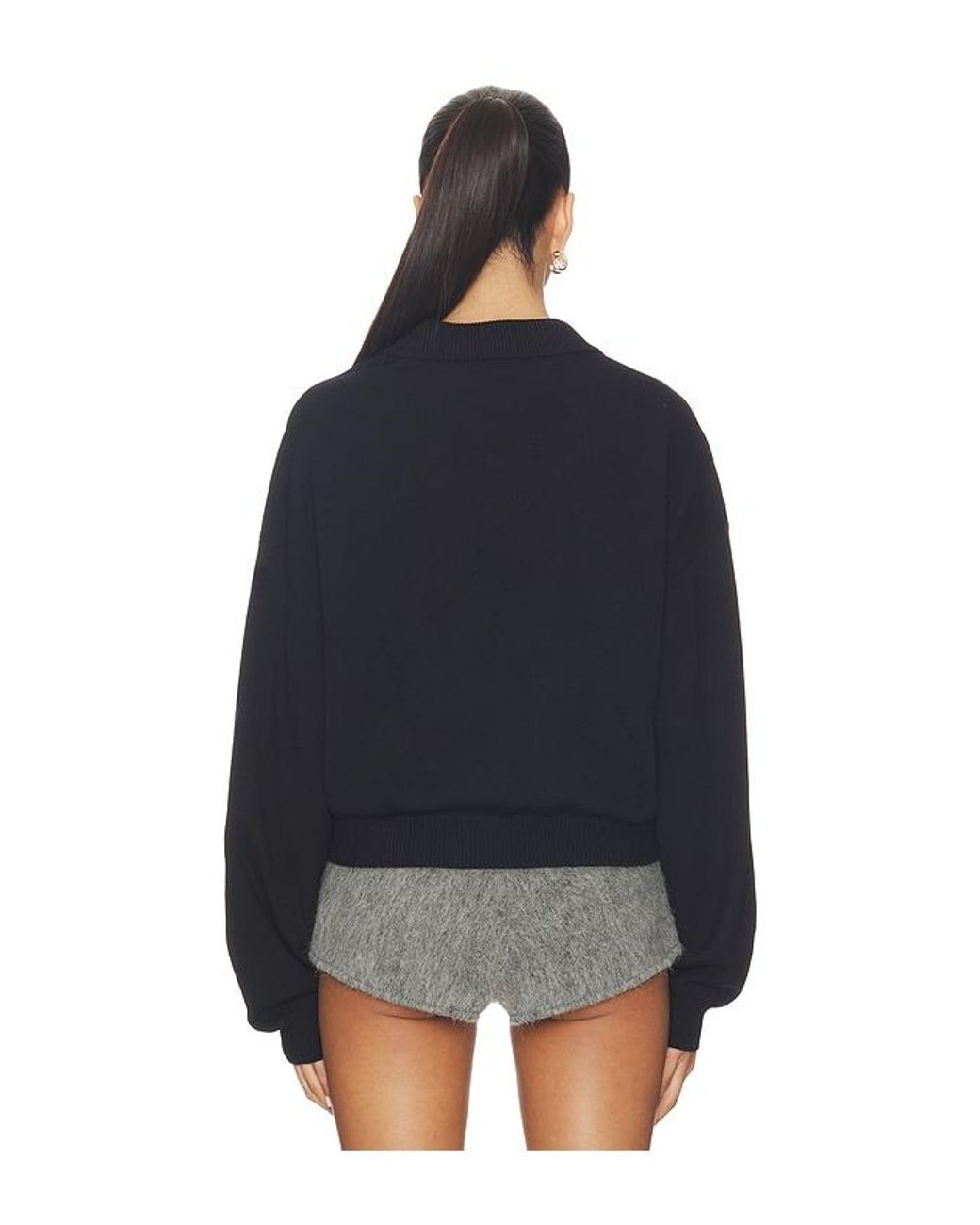 ROTATE BIRGER CHRISTENSEN Black Slinky Knit Polo