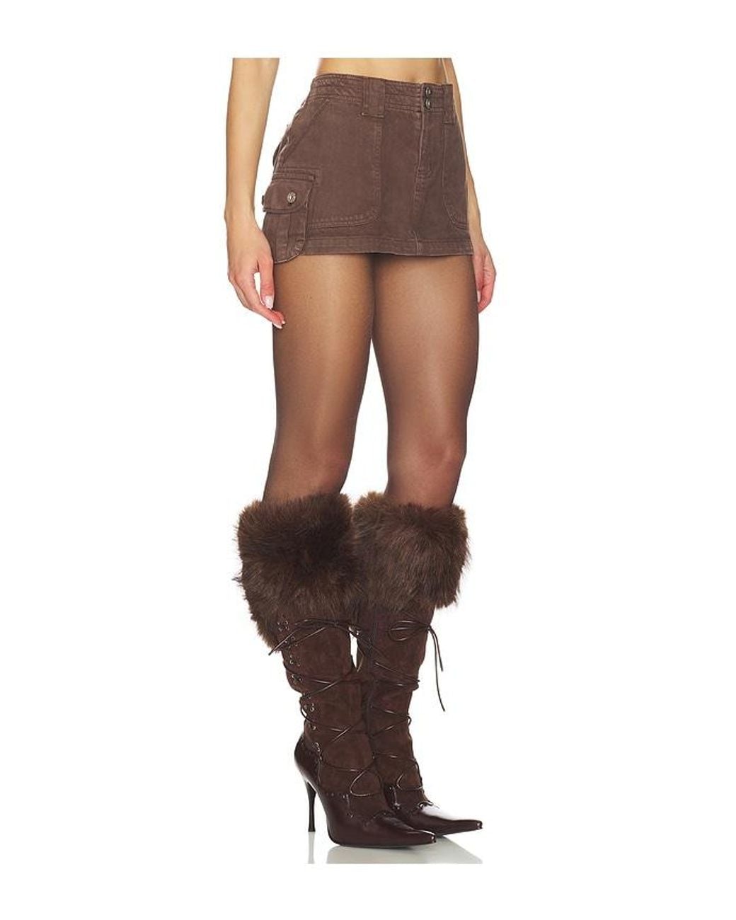 GUIZIO Brown Anais Cargo Mini Skirt
