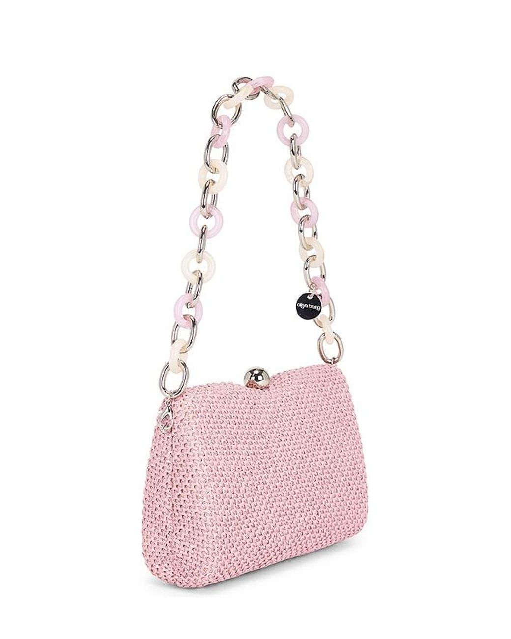 Olga Berg Pink Birdie Textural Top Handle Bag