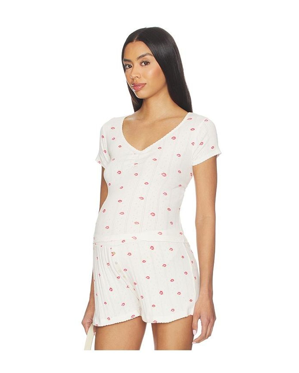 HATCH White The Pointelle Sweetheart Tee