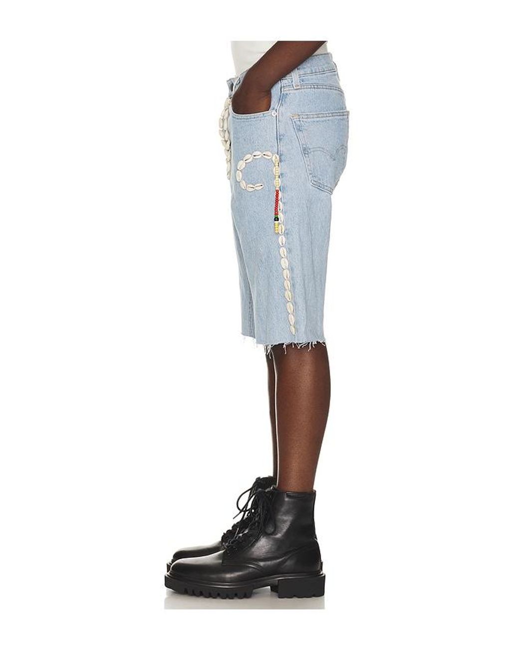 Barriers Worldwide Blue Cowrie Shell Shorts for men