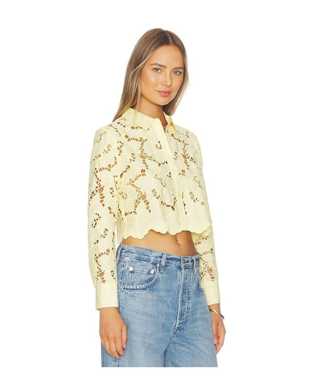 L'Agence Blue 'Agence Seychelle Cropped Button Down Top