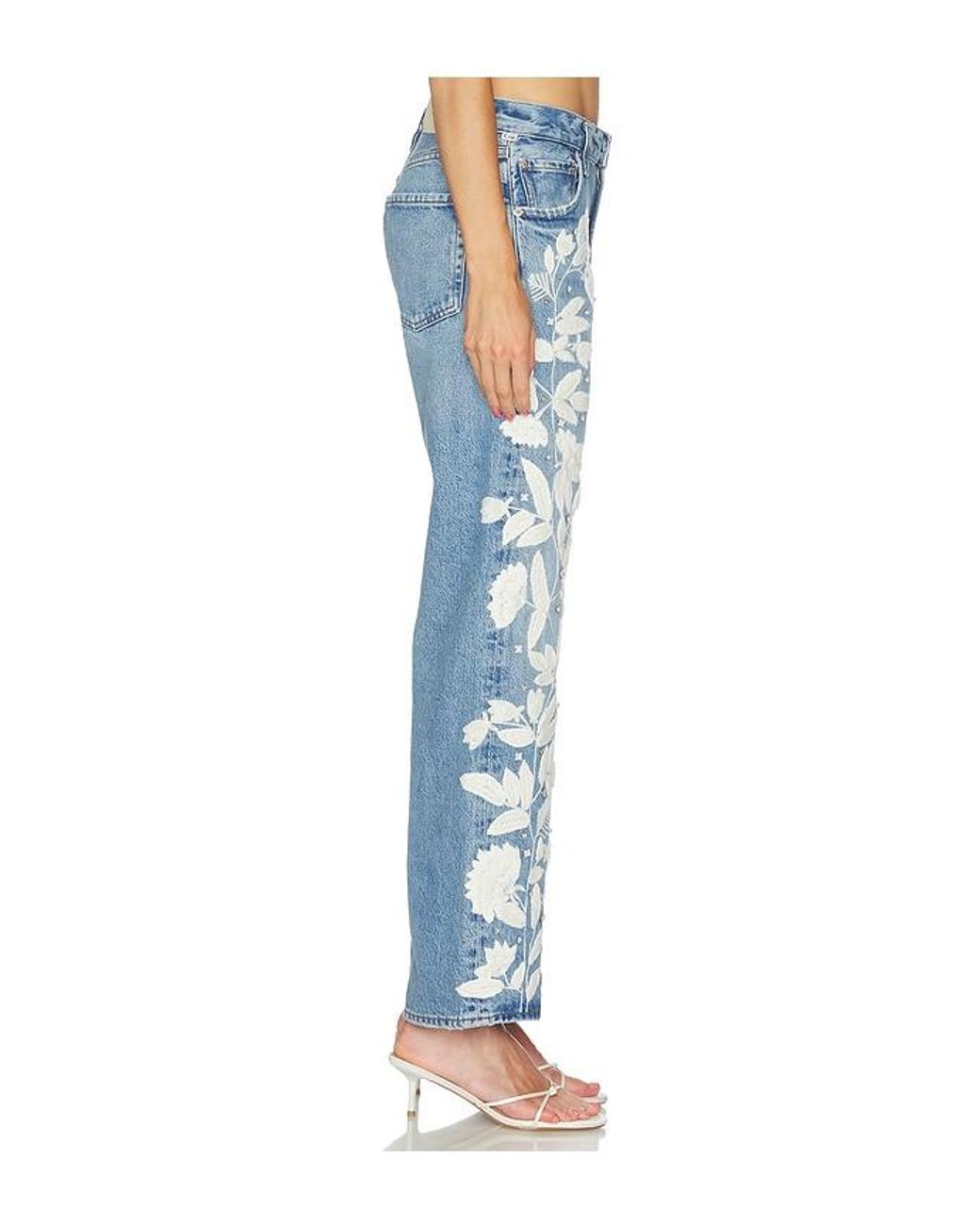 Citizens of Humanity Blue Lindz Straight W/ Floral Embroidery