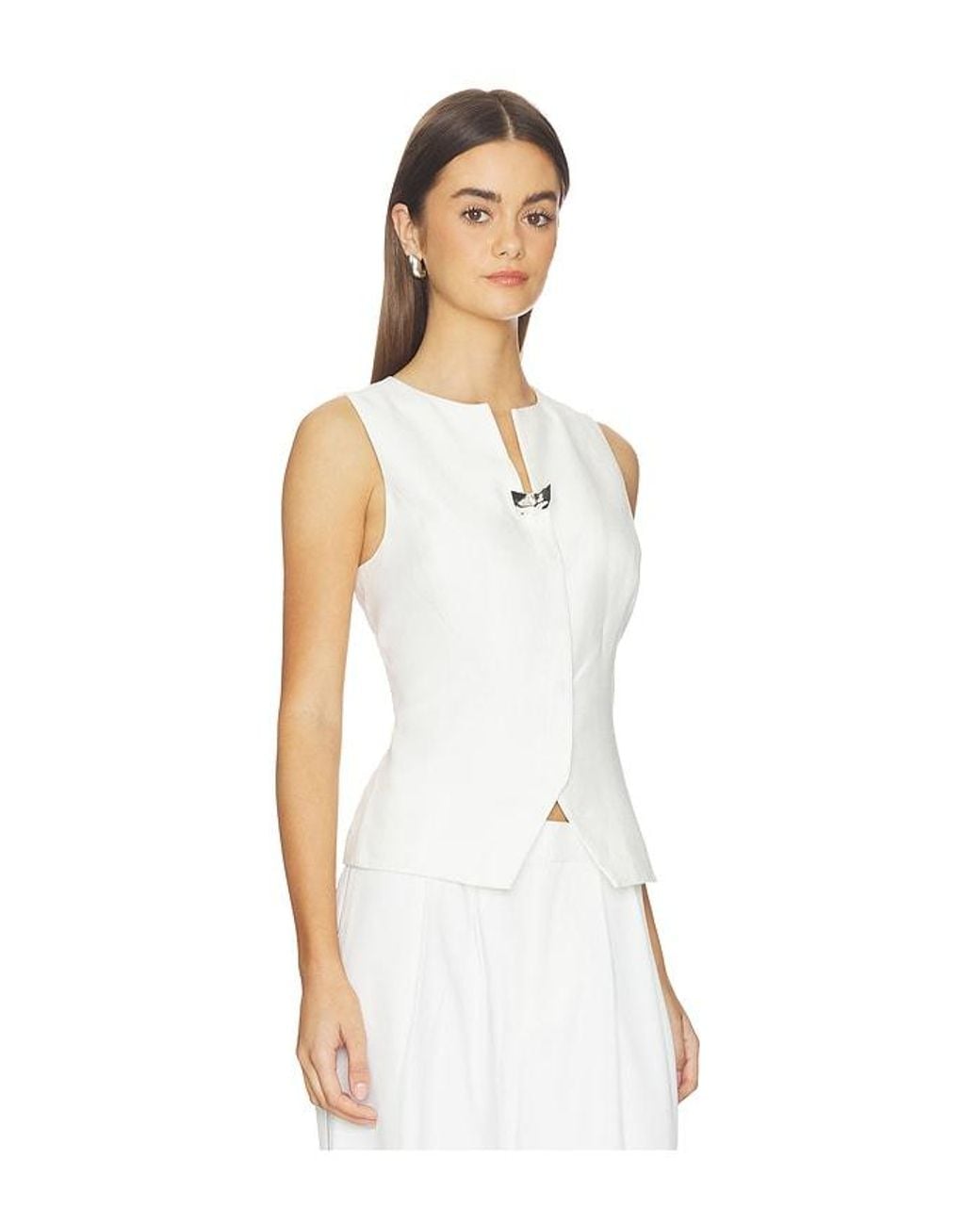 Kate Barton White Linen Blend Summer Suit Vest