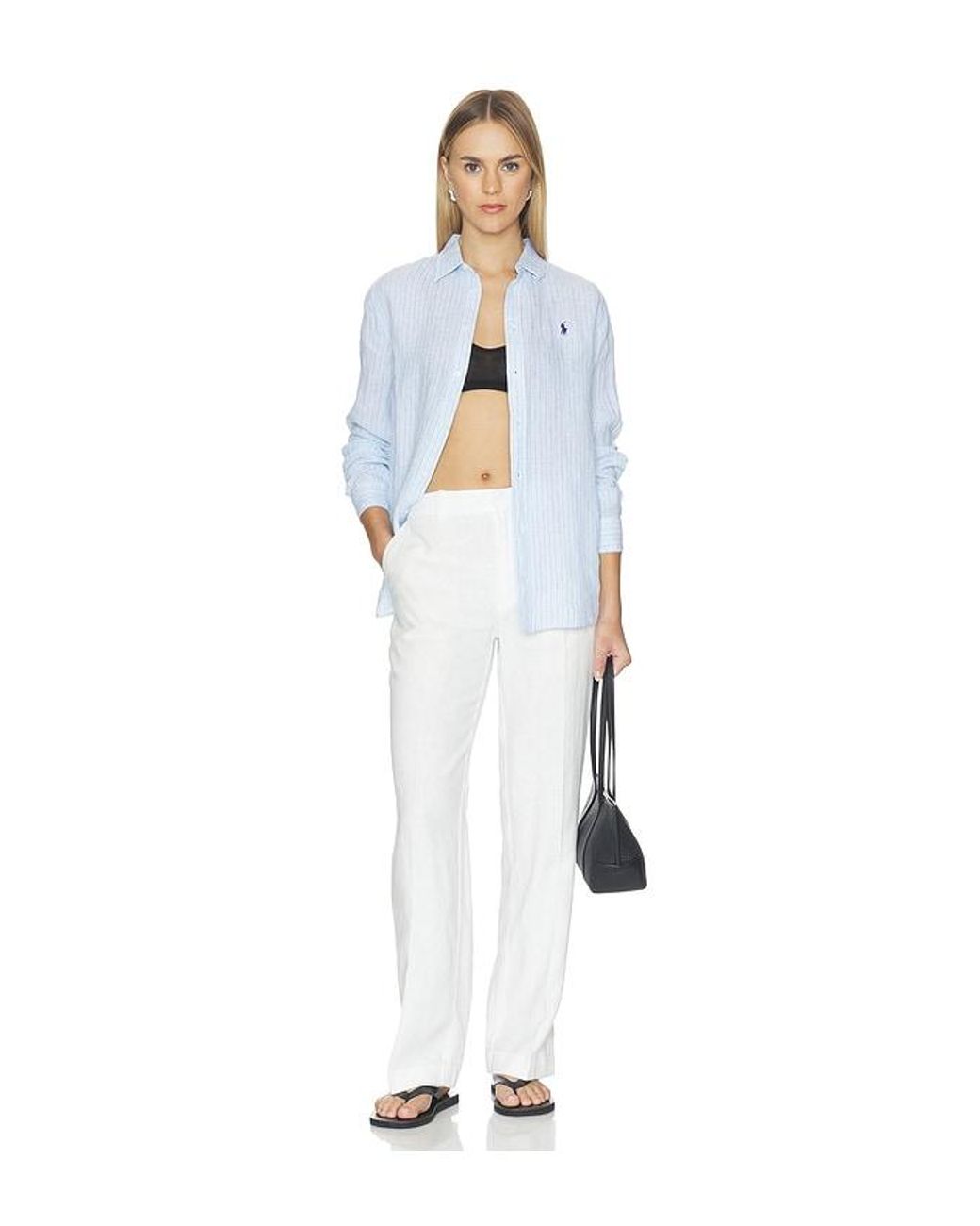 Polo Ralph Lauren White Linen Straight Pants