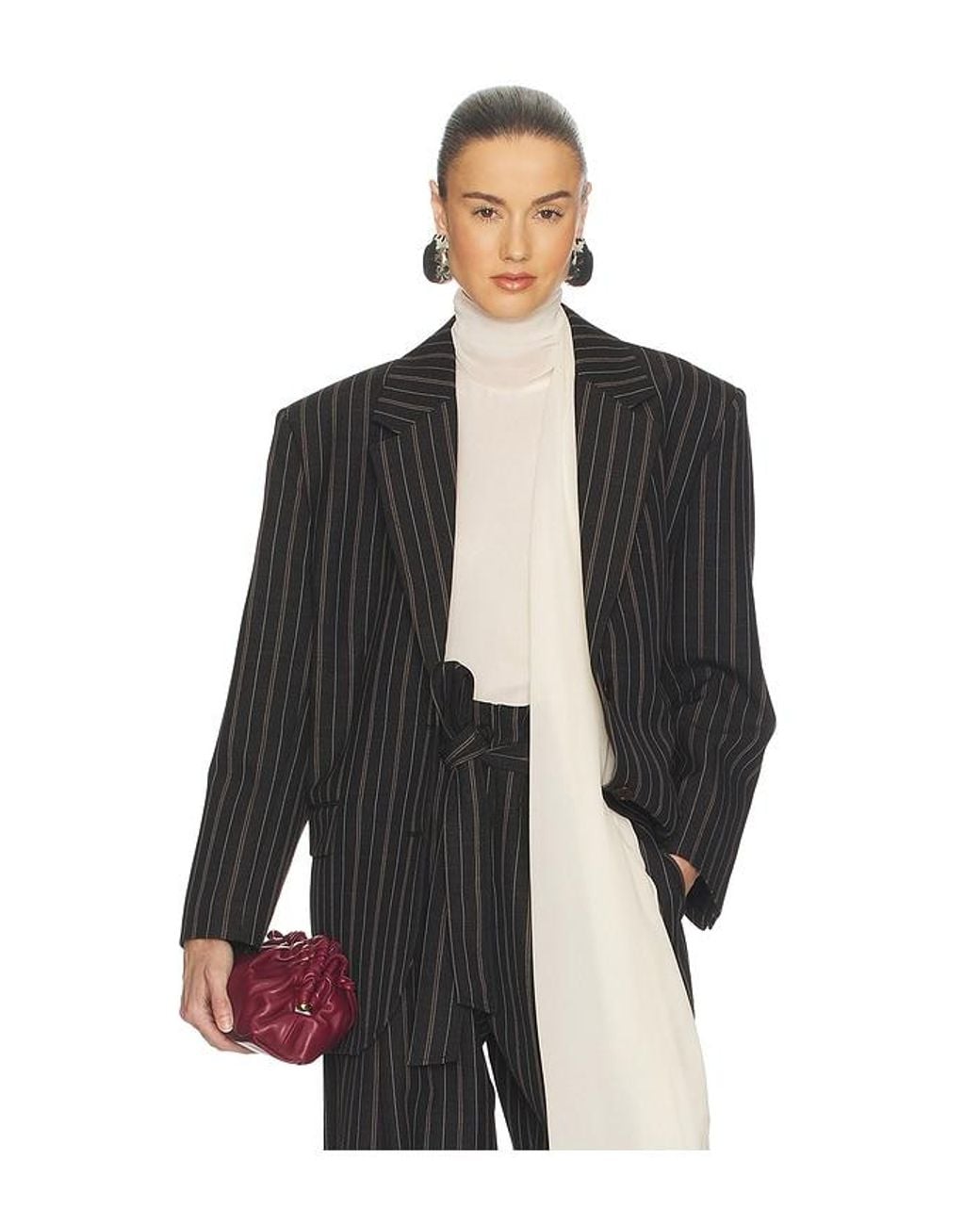 Helsa Black Stripe Twill Boyfriend Blazer