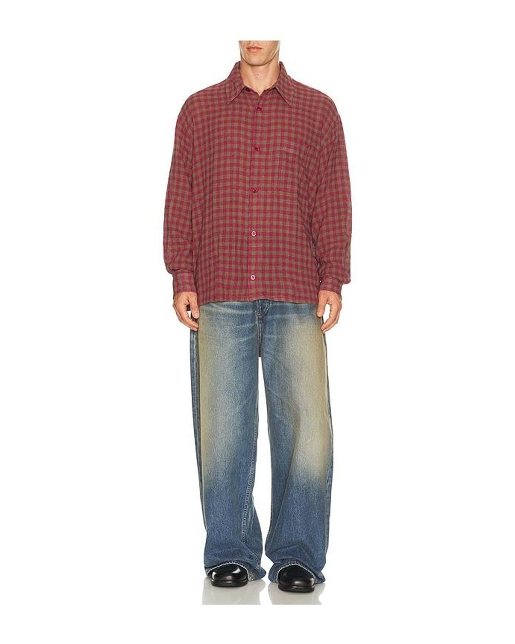 Won Hundred Red Mason Check Shirt for men