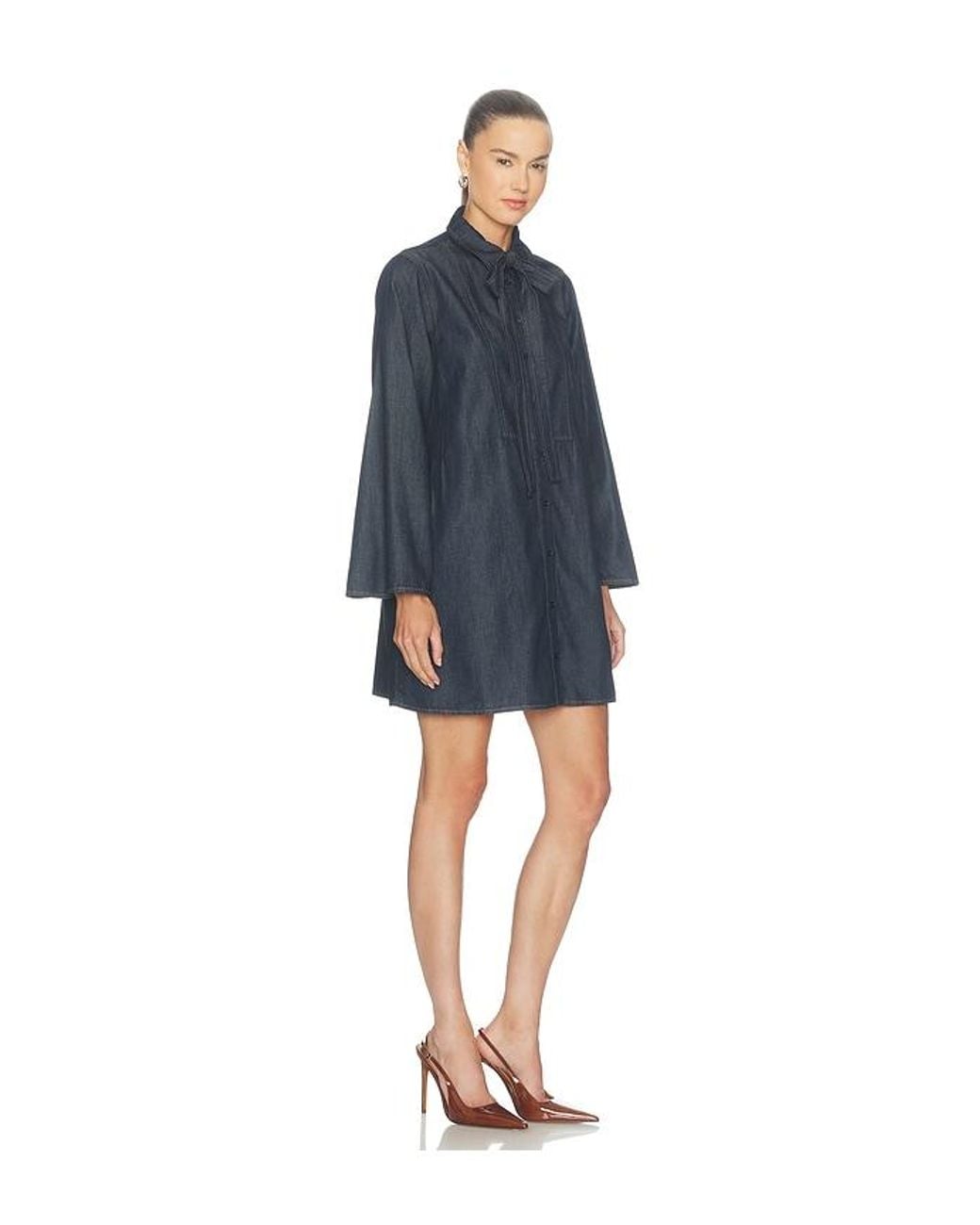 FRAME Blue The Denim Tuxedo Dress