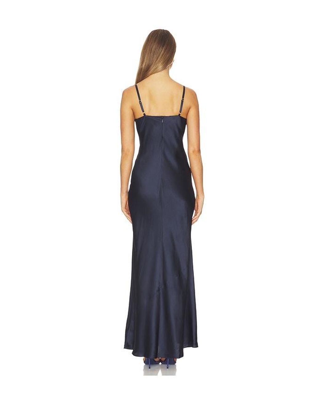 L'Agence Blue Shayla Lace Bias Cut Maxi Dress