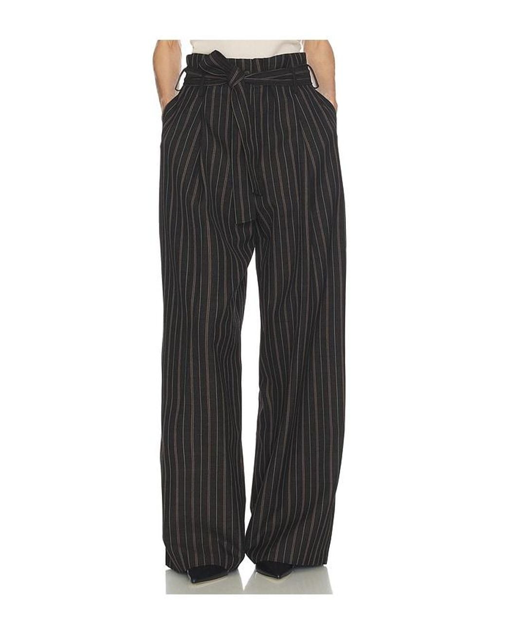 Helsa Black Stripe Twill Super Baggy Pants