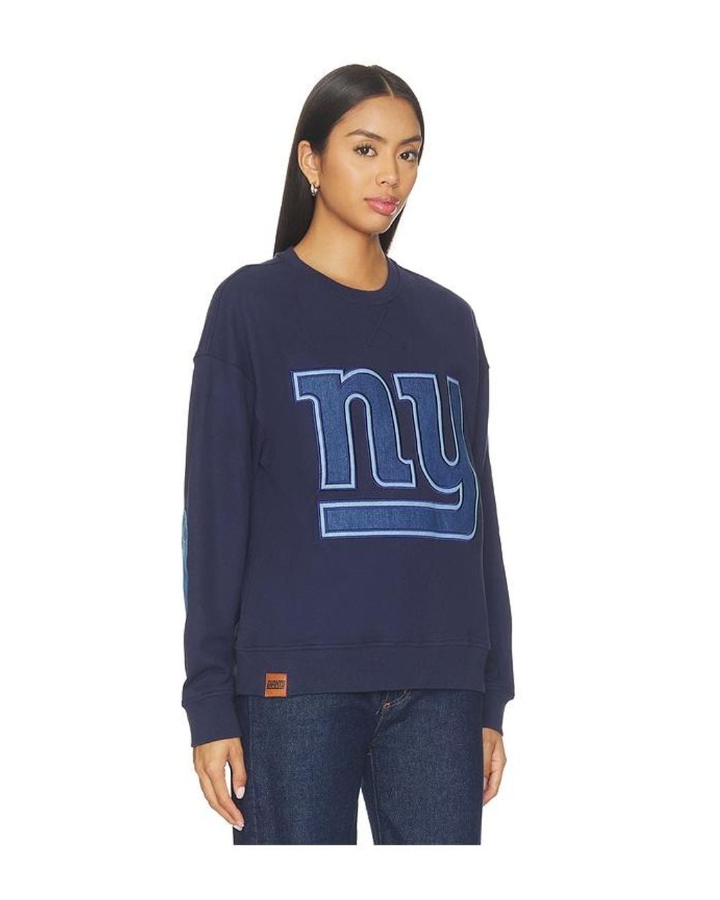Terez Blue New York Giants Denim Patch Crew Sweater