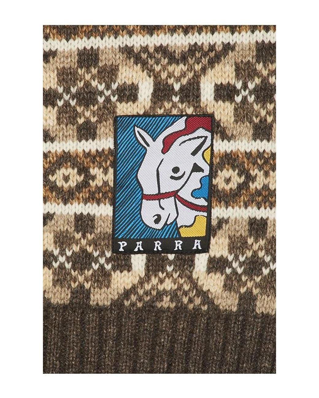 by Parra Brown Cactus Bull Knitted Pullover for men