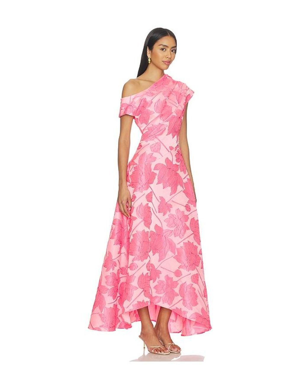 Elliatt Pink Dionne Asymmetrical Maxi Gown