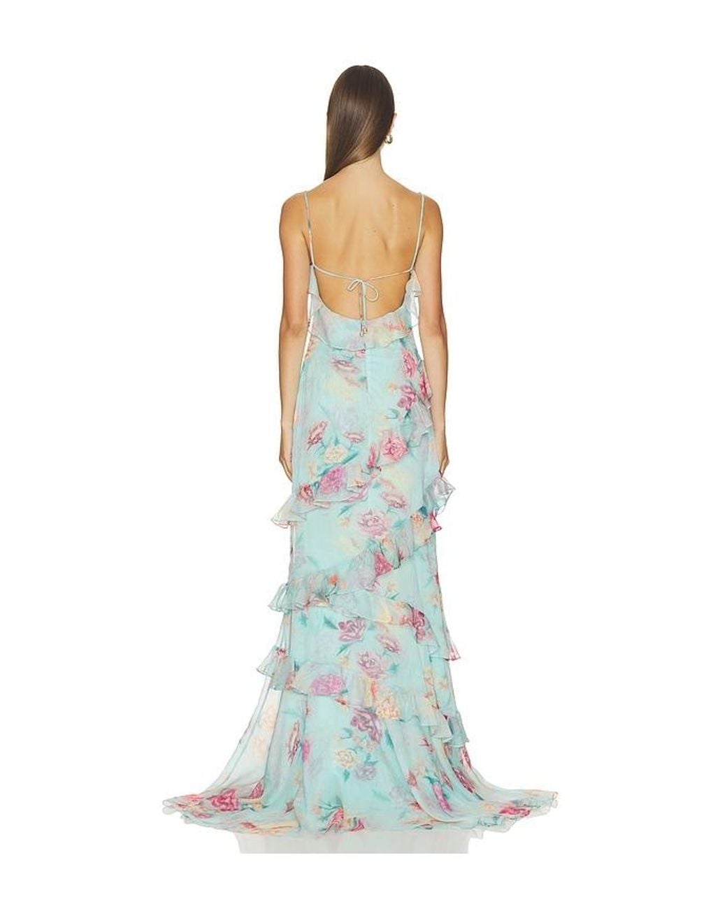 PATBO Blue Flora Mist Long Dress