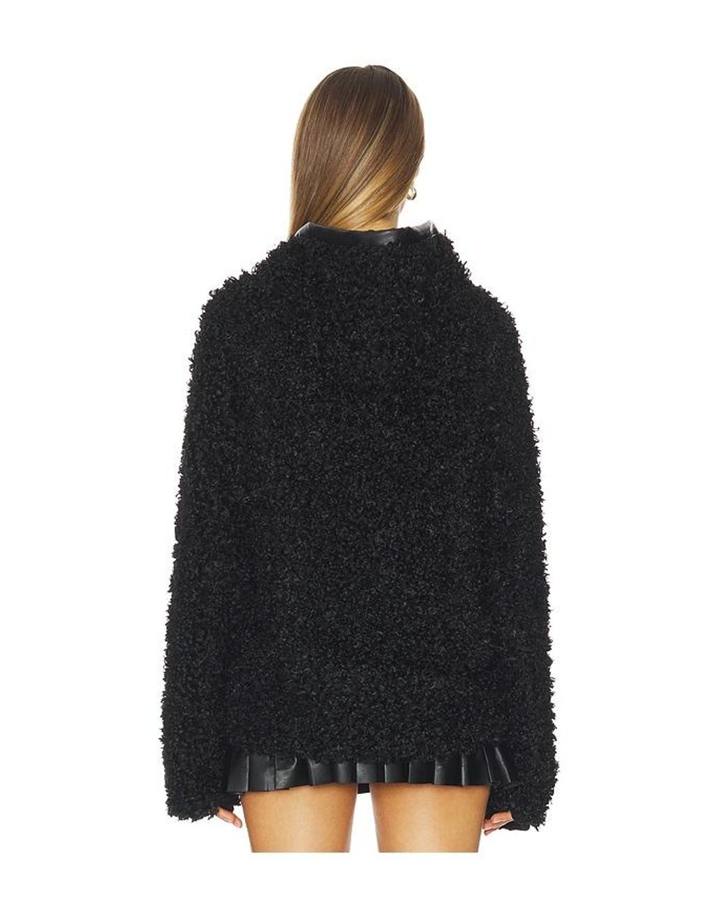 Norma Kamali Black Oversized Raglan Sleeve Zip Front Hooded Jacket