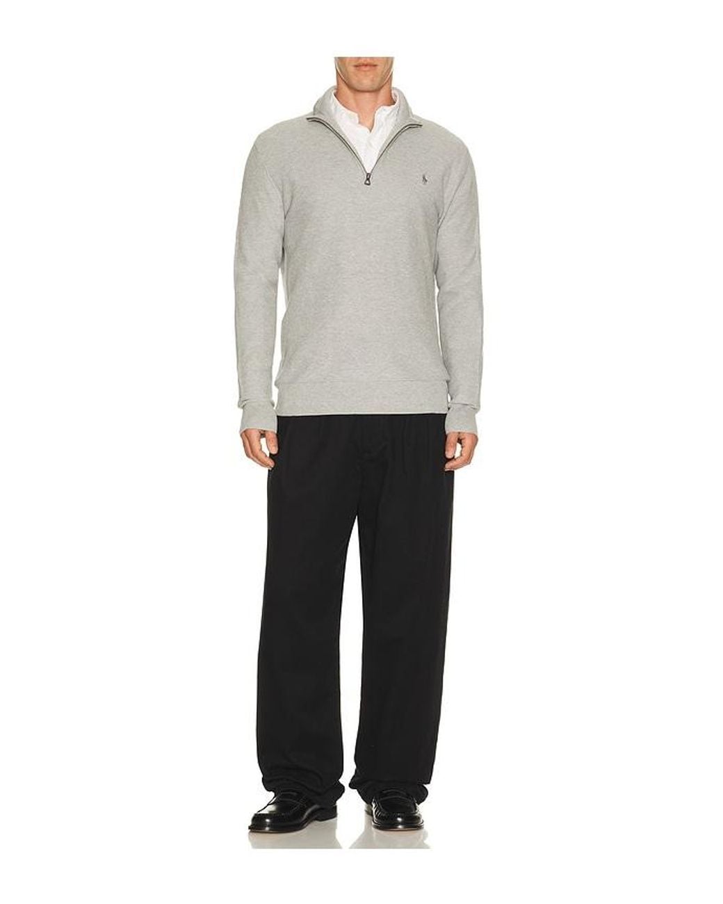Polo Ralph Lauren Gray Cotton 1/2 Zip Pullover Sweater for men