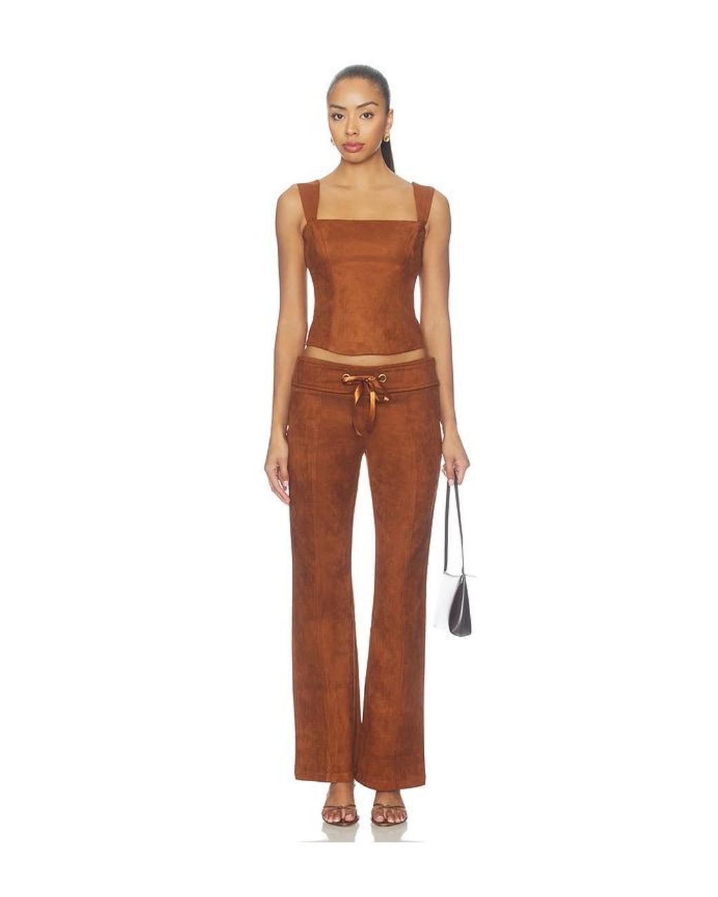 Amanda Uprichard Brown X Revolve Ceronne Suede Top
