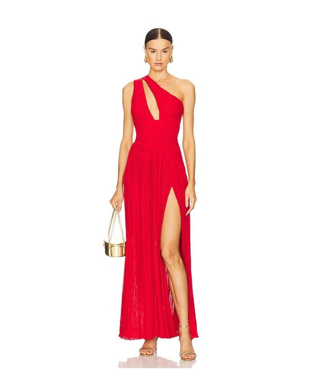 open lace back dress Michael Costello X Revolve Follie Gown in Red