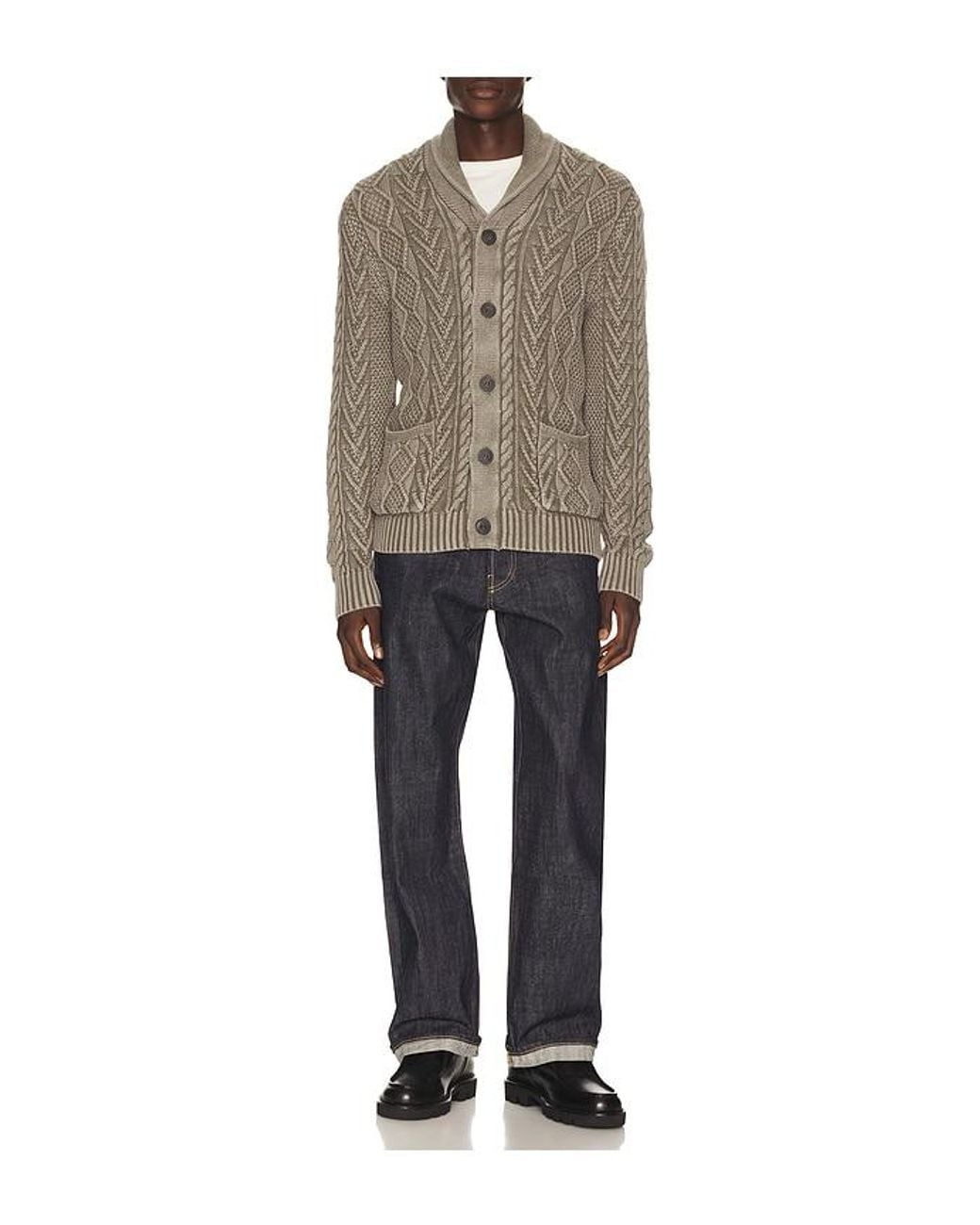 Schott Nyc Blue Cable Knit Cardigan for men
