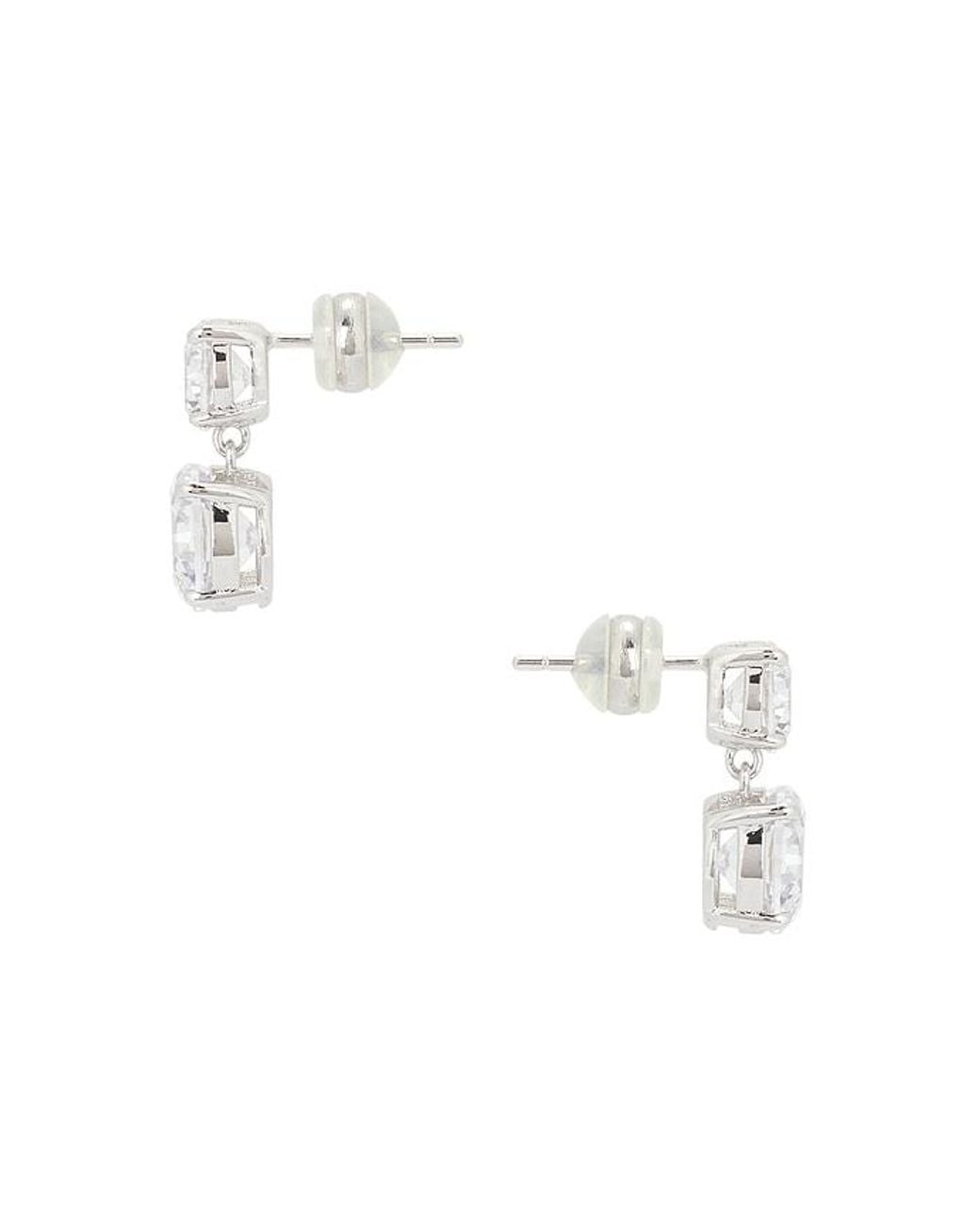Shashi White Solitaire Drop Earring