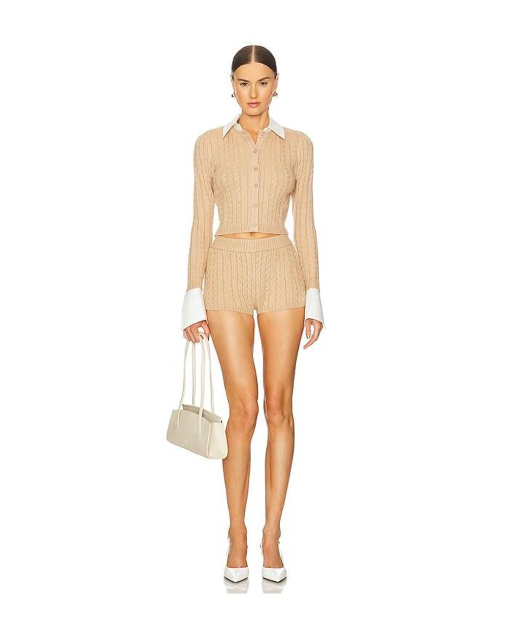 SER.O.YA White Molly Cable Knit Hot Short