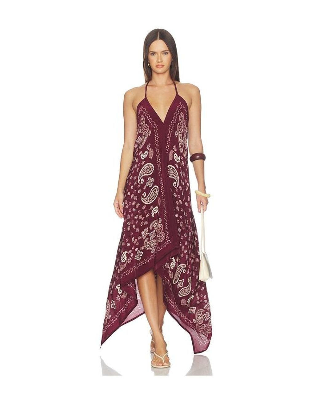 Rococo Sand Red High-Low Handkerchief Dress