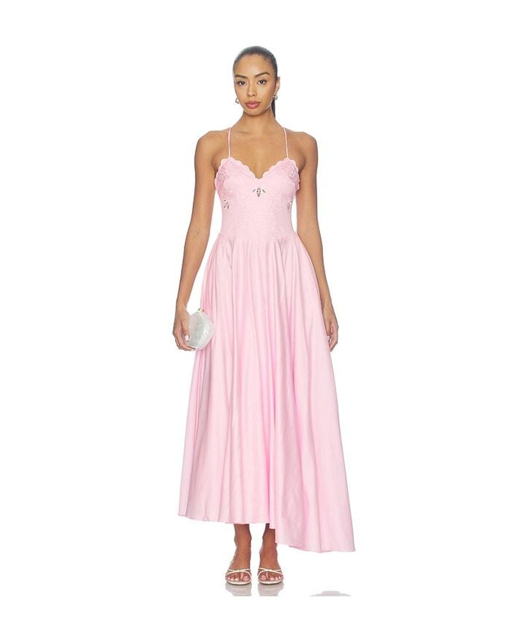 PATBO Pink Tricoline Lotus Maxi Dress
