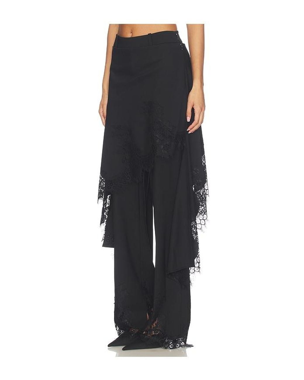 Monse Black Deconstructed Tailored Lace Hem Skirt Trouser