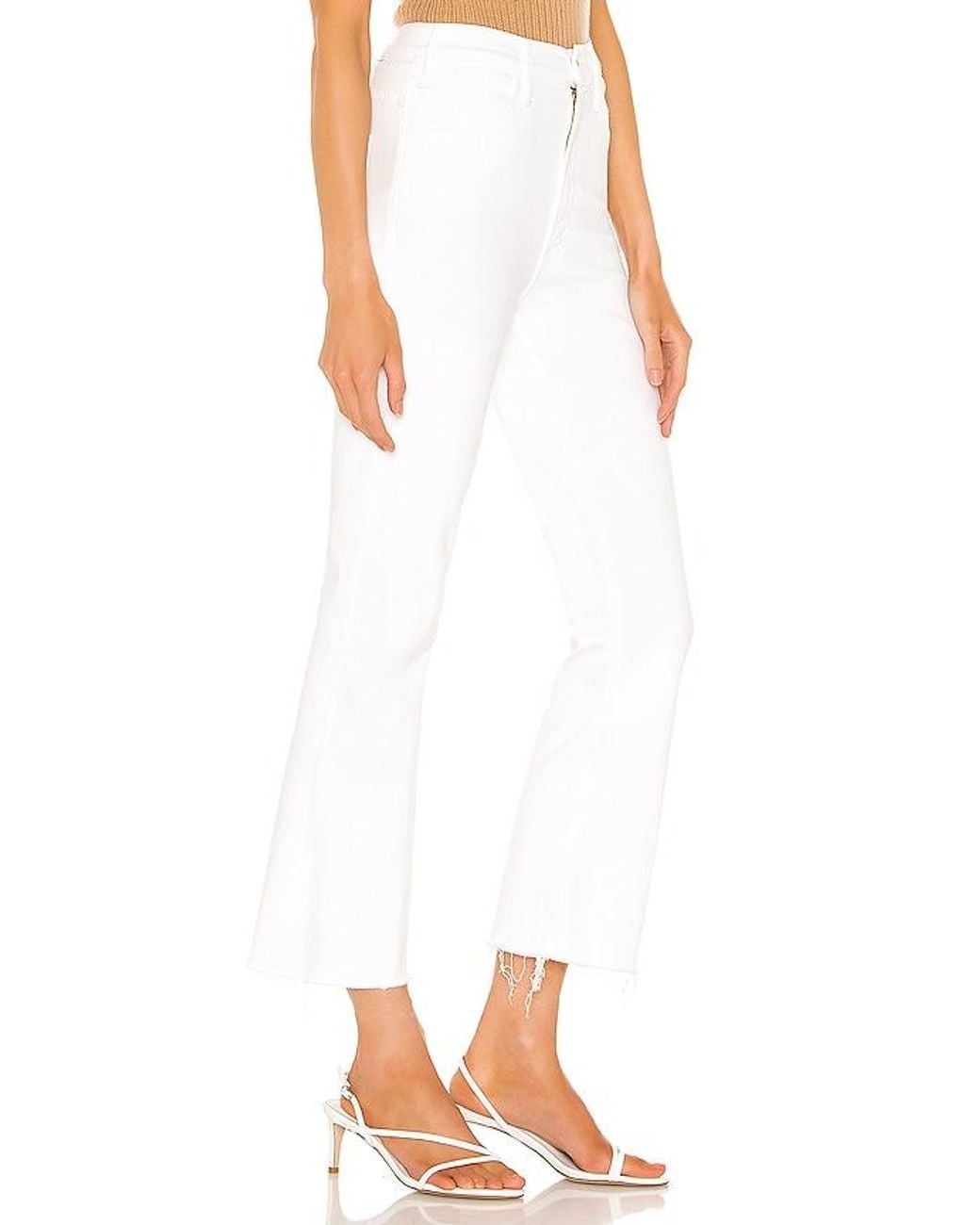 Mother White The Hustler Ankle Fray Jeans