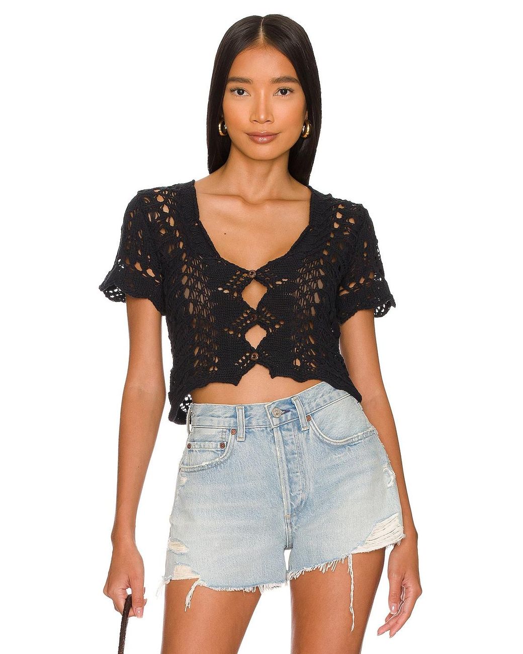 Cotton X Revolve Jilly Cardi in Black 