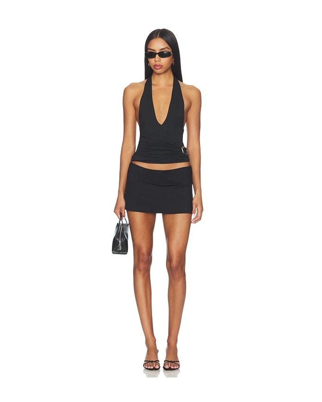 GUIZIO Black Faye Halter Top