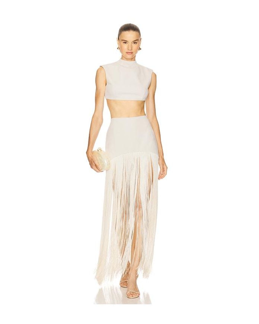 Camila Coelho White Goldie Maxi Skirt