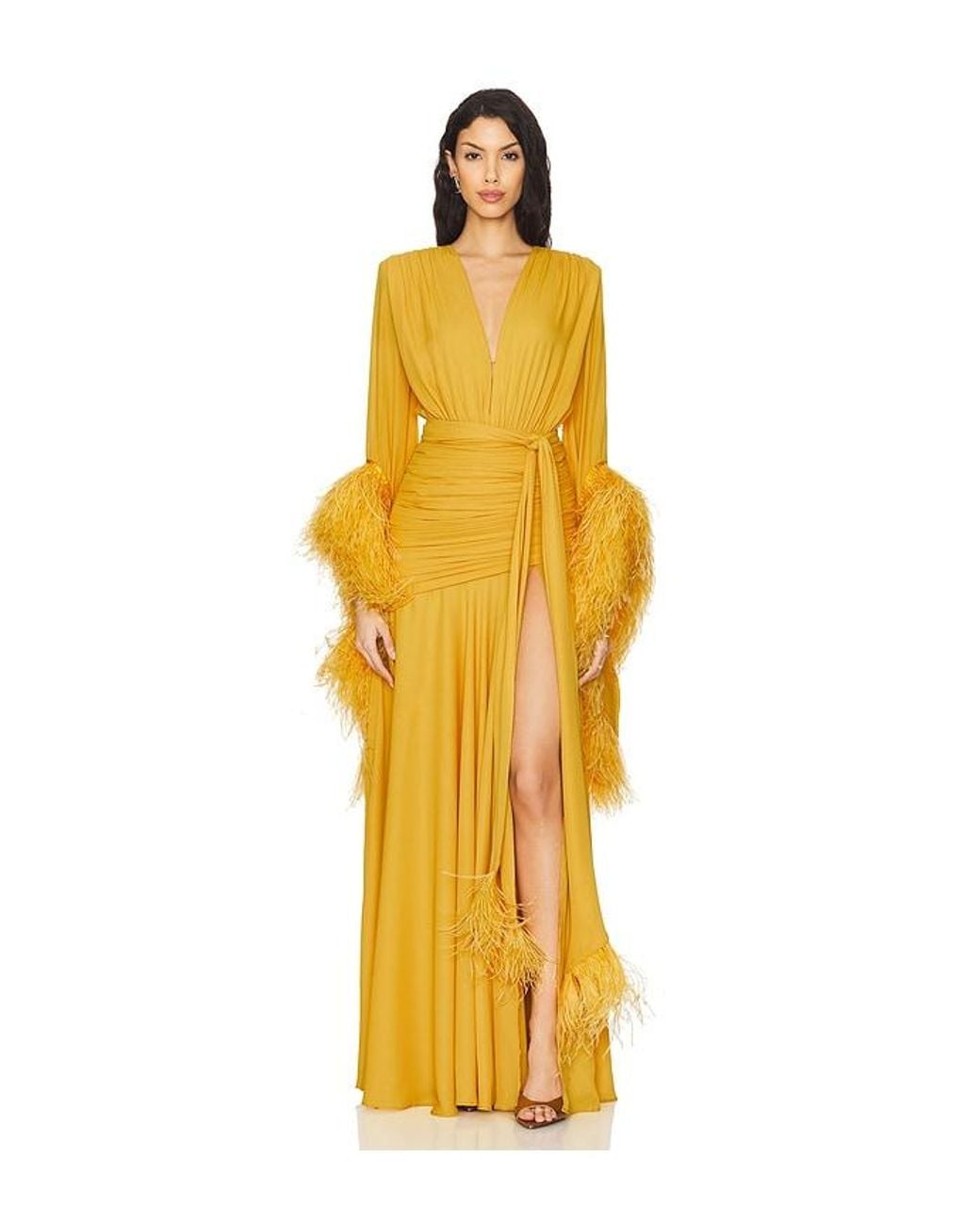 Bronx and Banco Yellow Geisha Maxi Dress