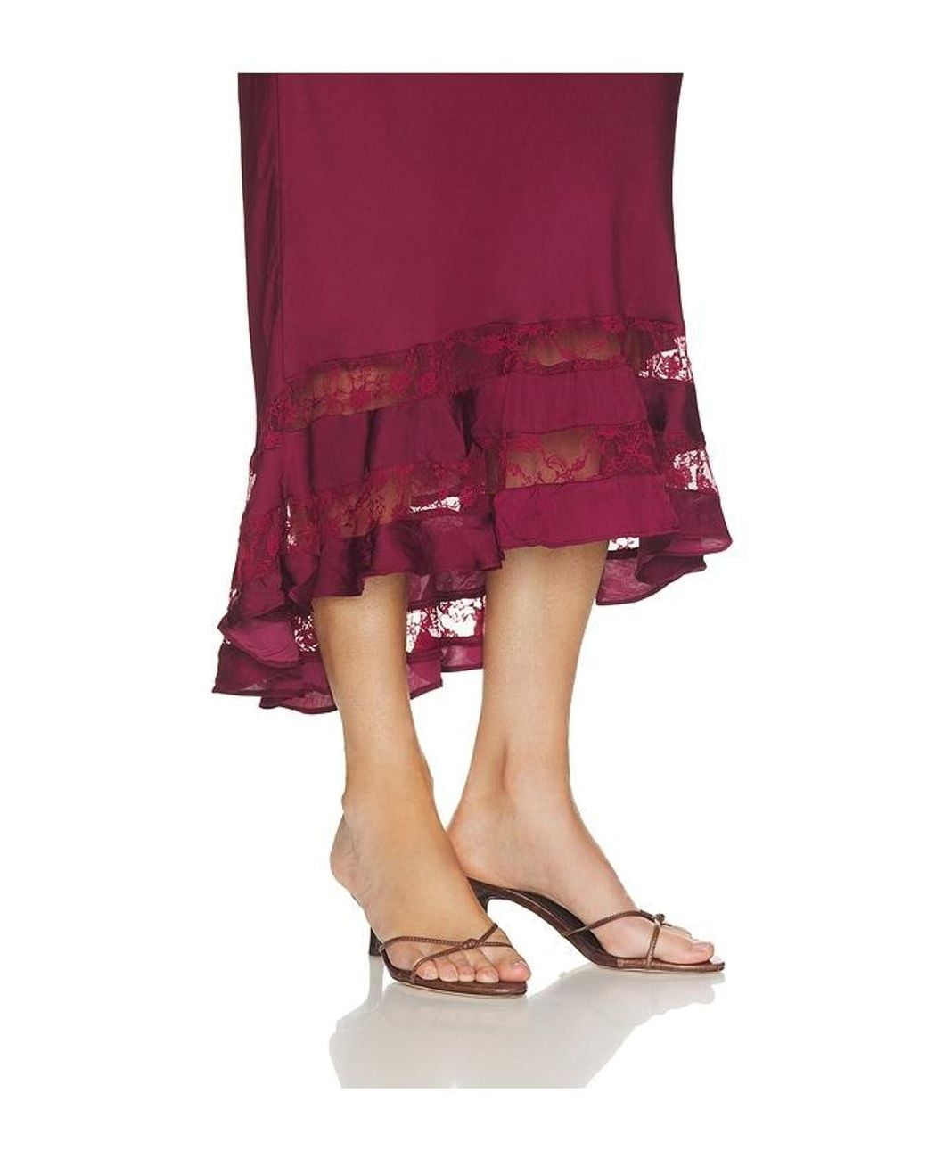 Free People Red Long Lost Lover Skirt