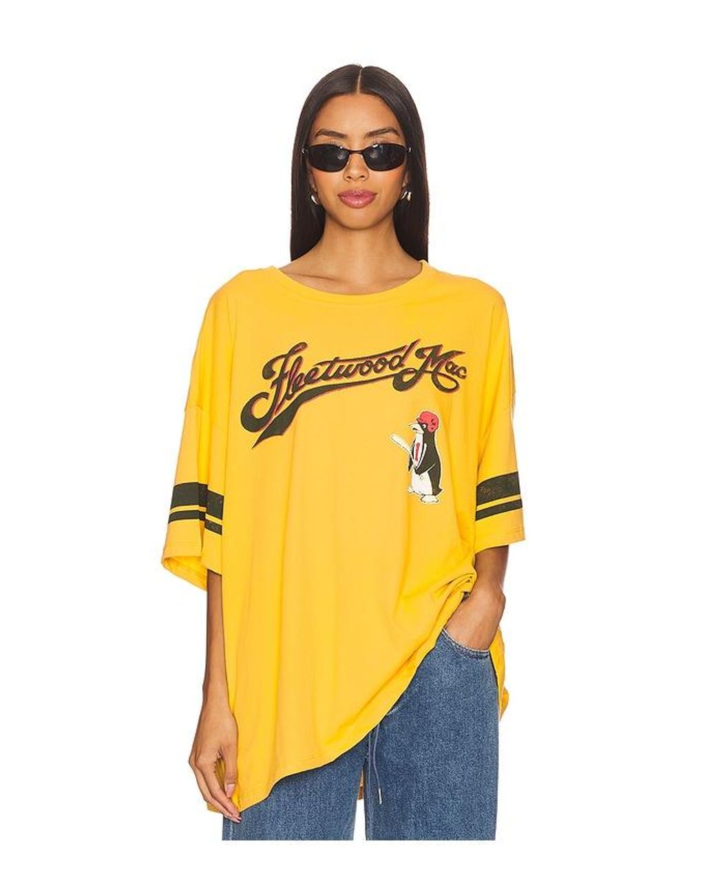 T-shirt Officiel Fleetwood Mac Tour 2018-2019 Penguin - Unisexe Jaune, 60% Coton 40% Polyester | Licence Rock Off