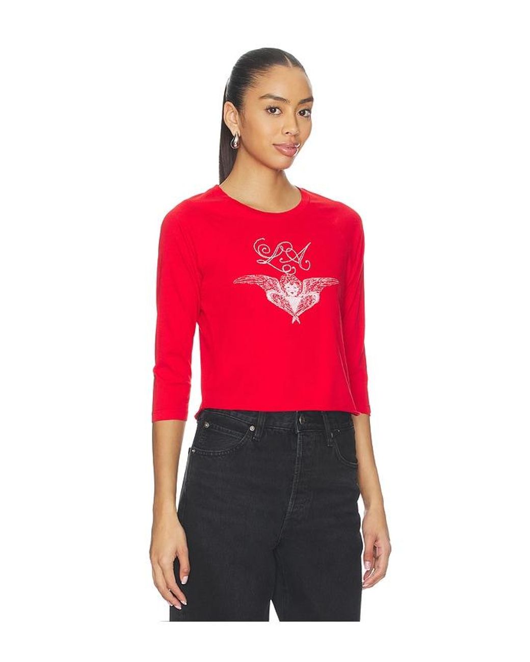 Daydreamer Daydreaming Raglan Tee in Red | Lyst