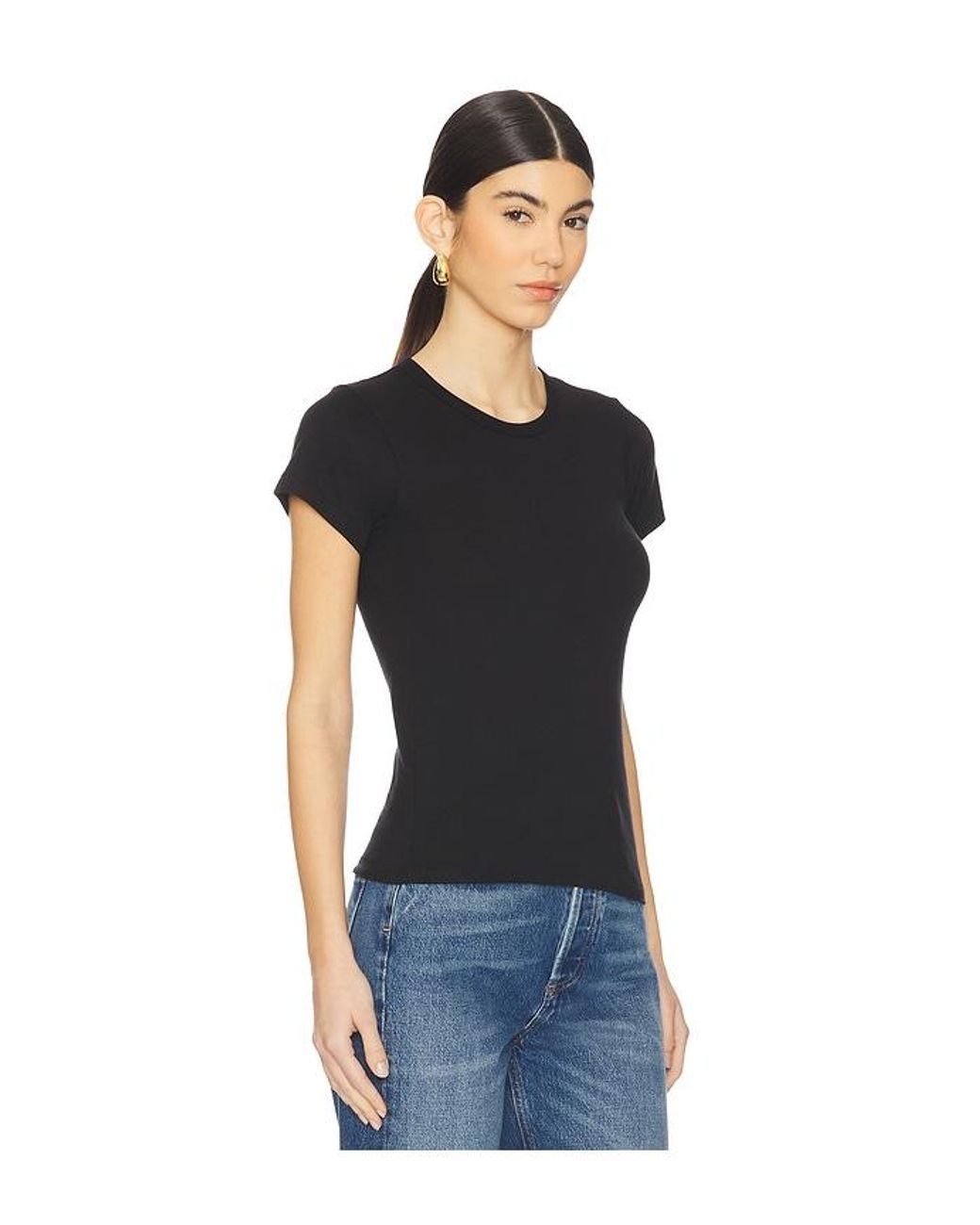 ÉTERNE Black Fitted Crewneck Short Sleeve Top