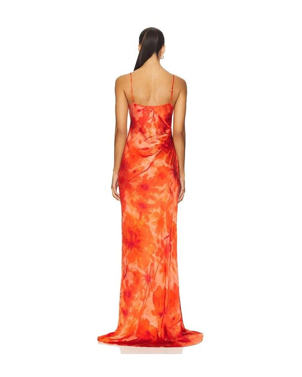 Alejandra Alonso Rojas Red Ruched Slip Gown
