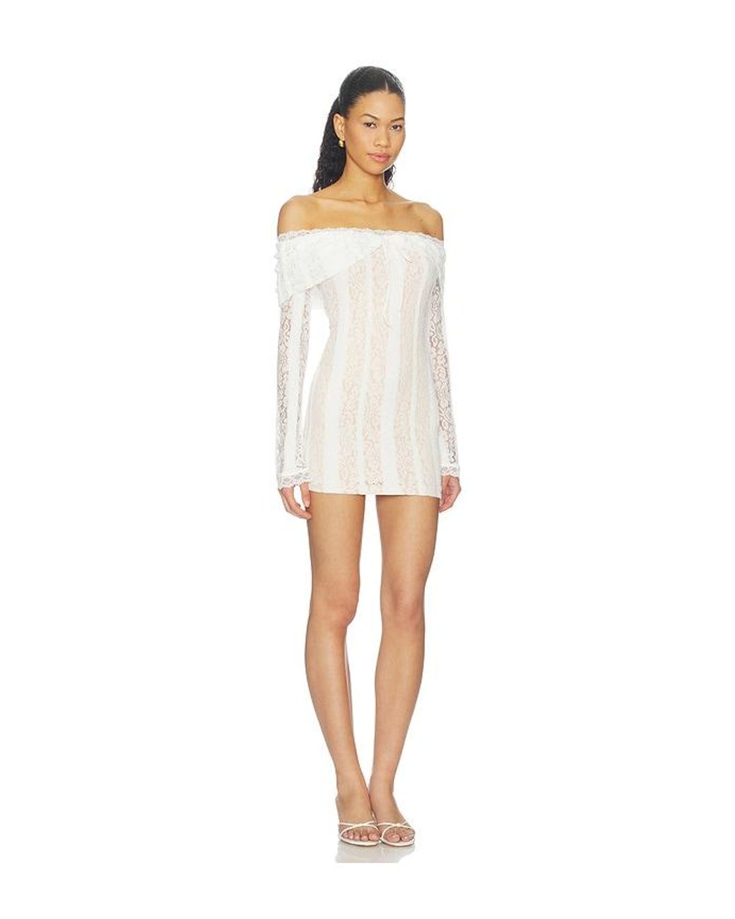 MORE TO COME White Annabelle Off Shoulder Mini Dress