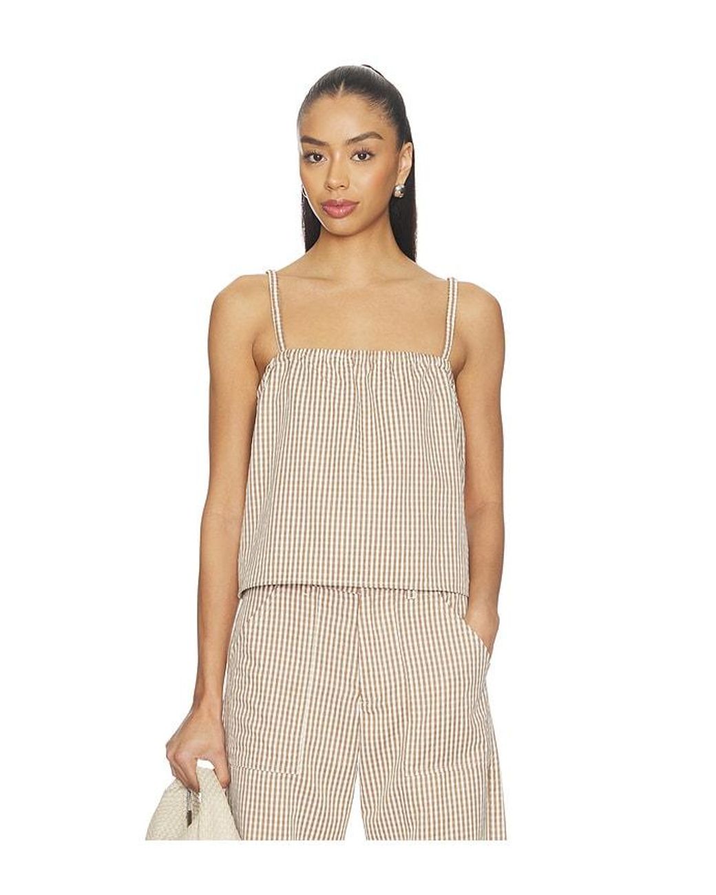 LNA Natural Brandy Check Top