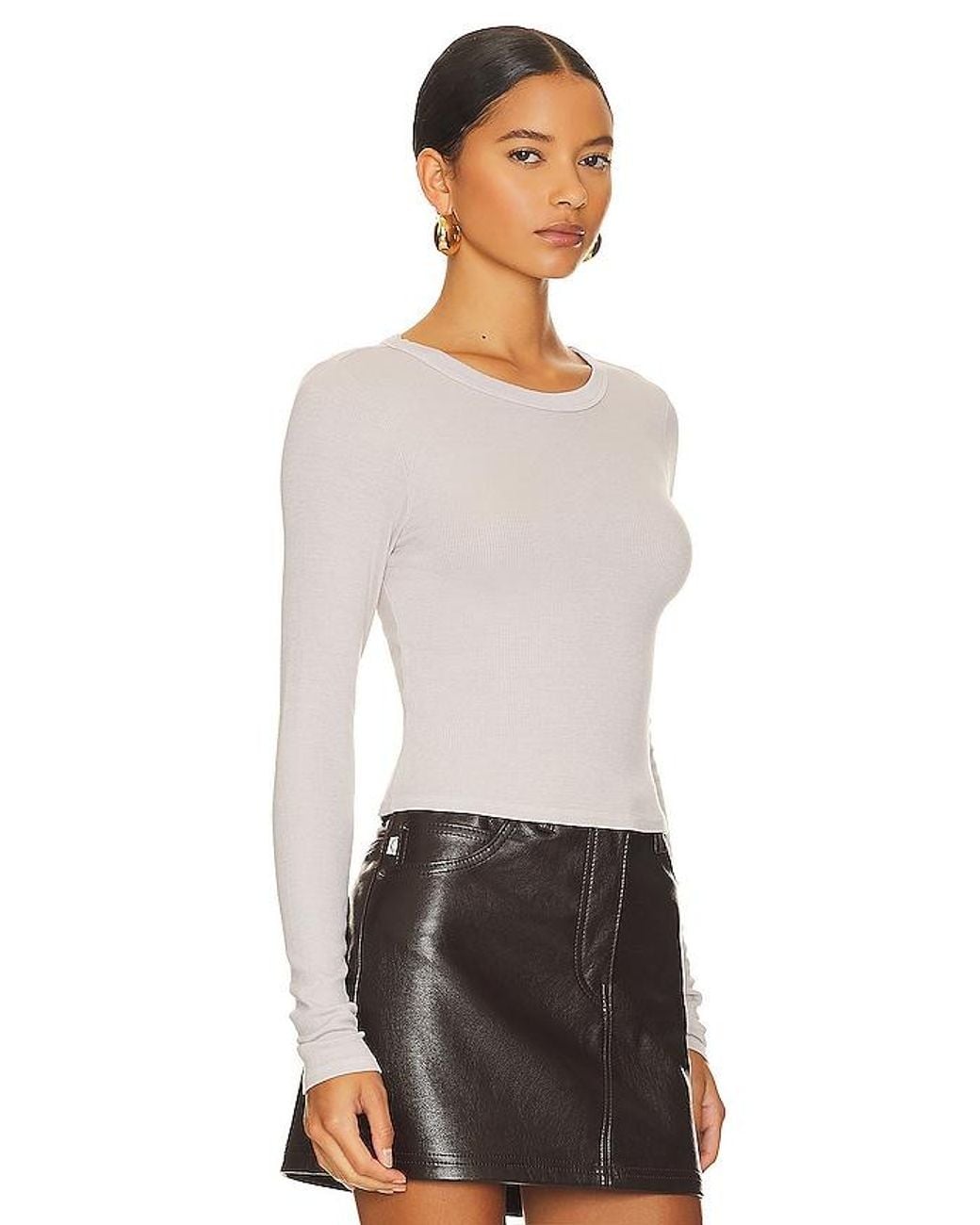 Enza Costa Natural Silk Knit Long Sleeve Tuck Top