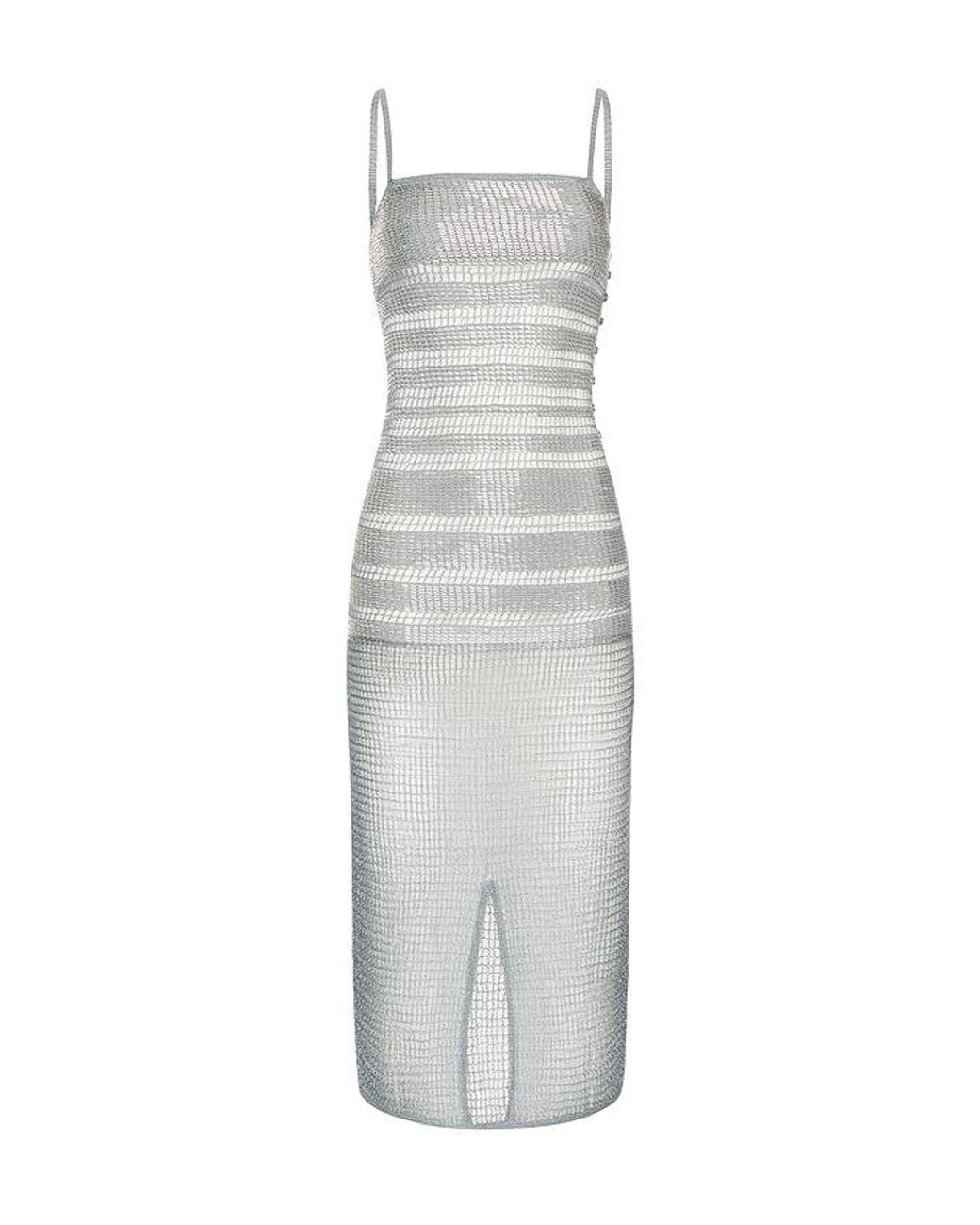 HAELO White Gradiated Embellished Dress
