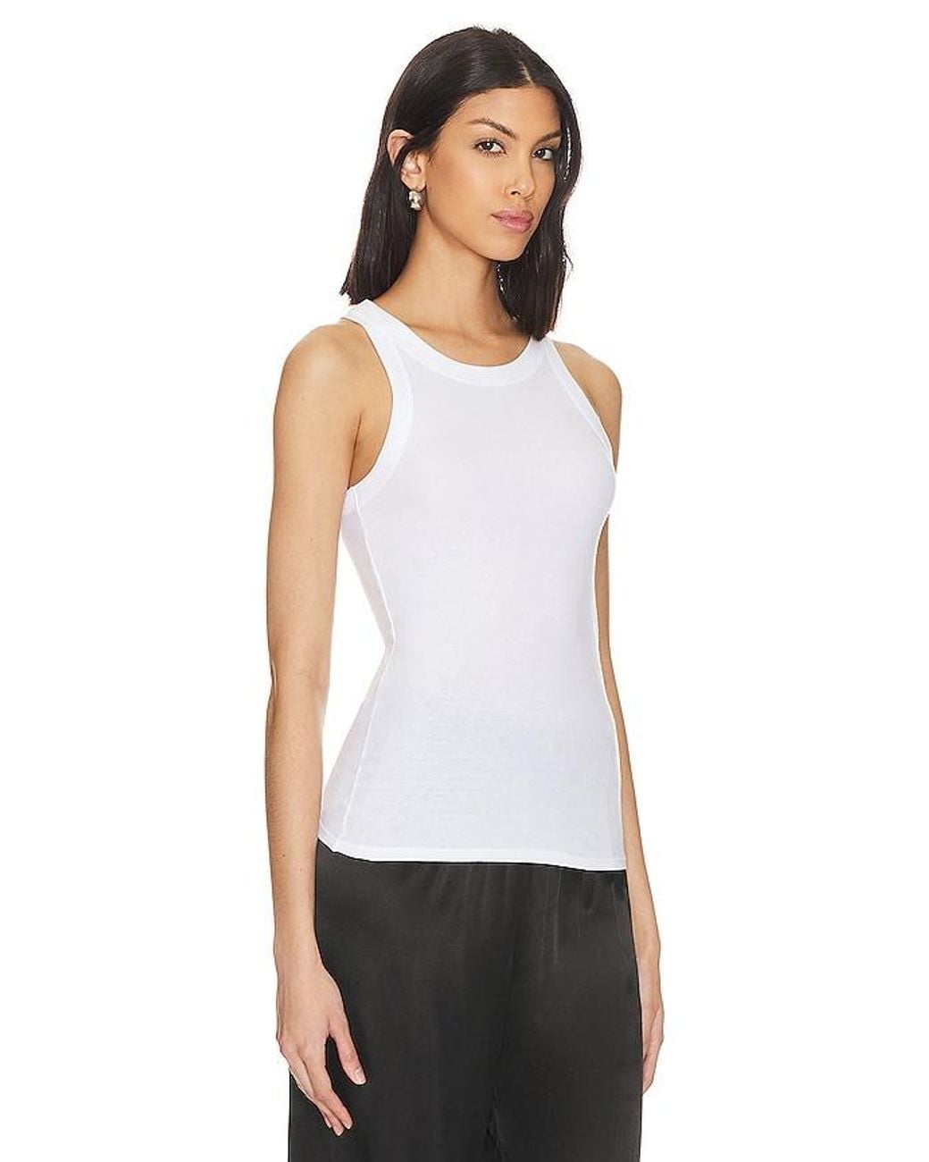 Enza Costa White Bold Sheath Tank